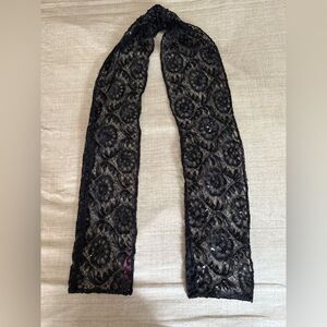 Margaux Black Lace & Sequin Scarf/Head Wrap. .